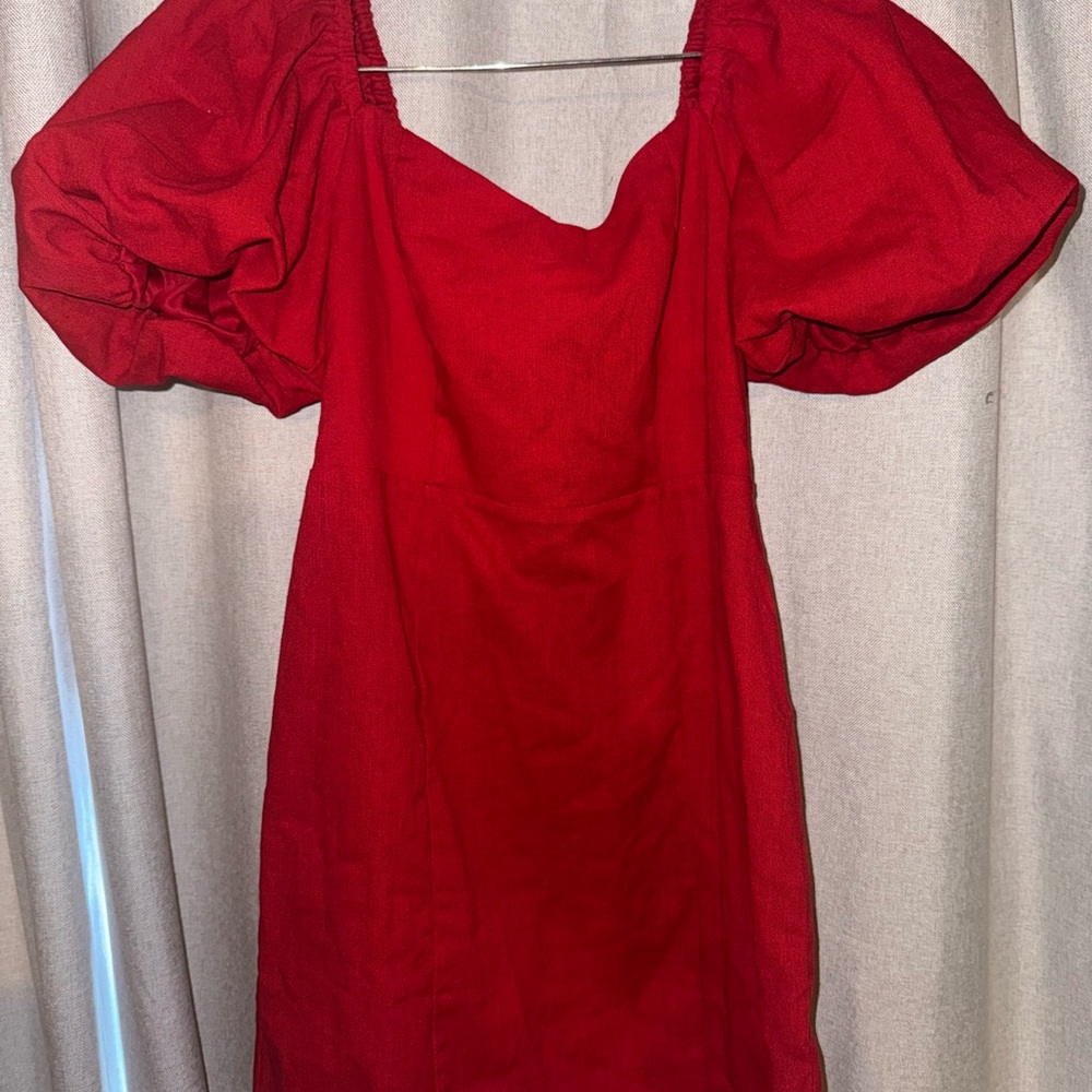 Francesca's Collections Red Puff Sleeve Mini Dress